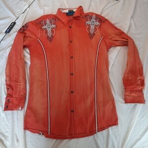 Roar Signature Orange Embroidered Men's Shirt Size M